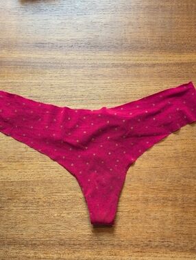 Used VS Red Thong Panties